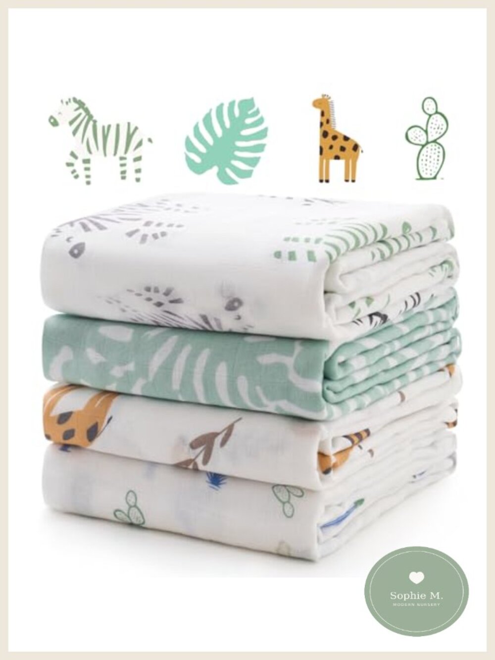 Muslin Swaddle Blankets 4-Pack Large 47x47 Inch Breathable Baby